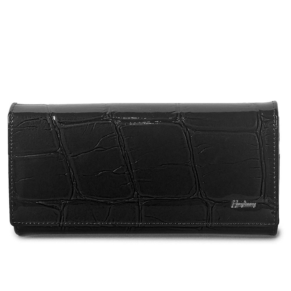 Women Genuine Leather Wallet Long Style Fashion Patent Leather Zipper Large Capacity Wallet