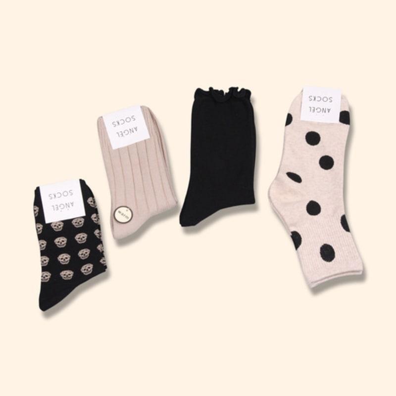 

ANGEL SOCKS SET004 - Patterned Gray Toned-Down Daily Fashion Gift Ankle Socks Spring Gold Jewelry ONLY ONE