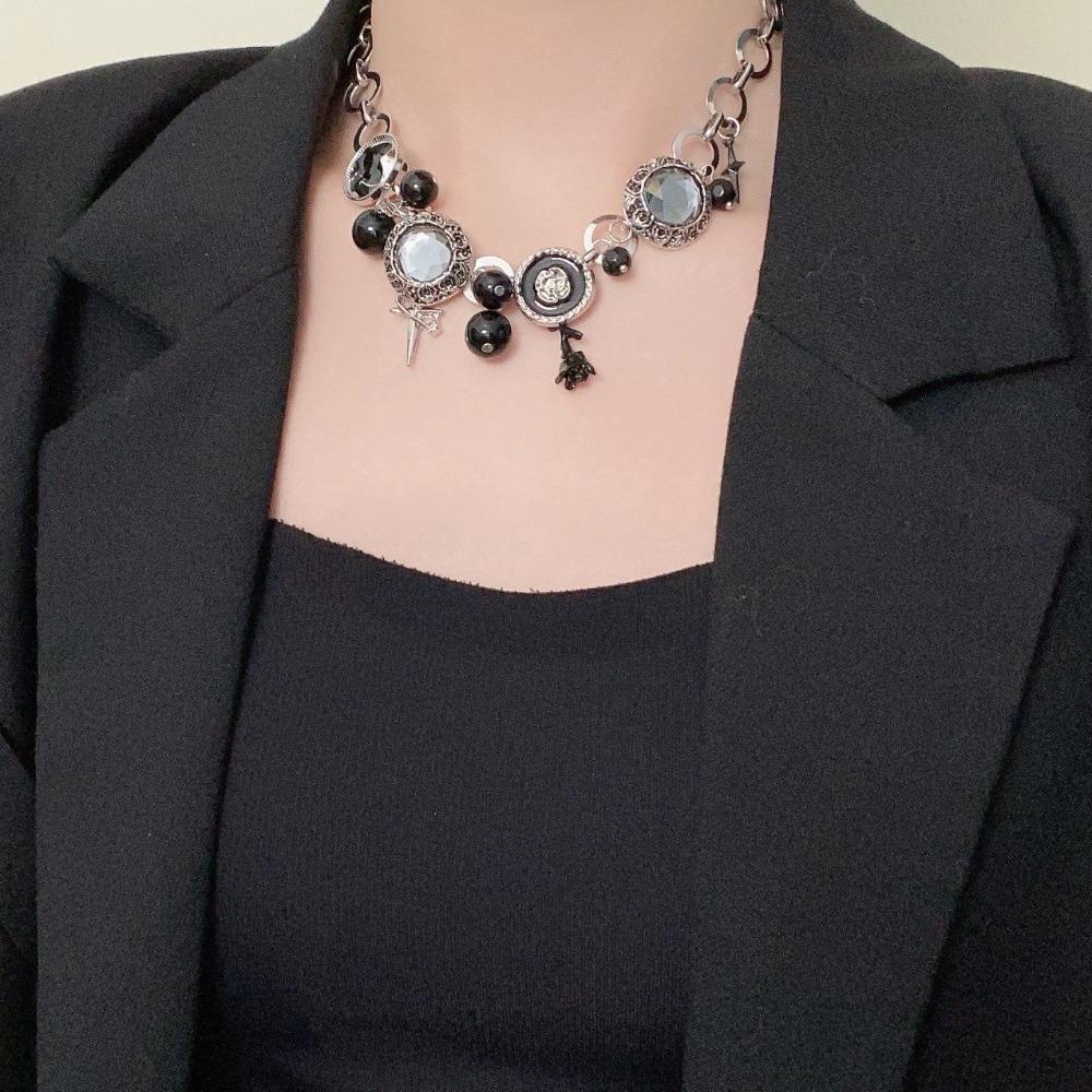 Flower Rhinestone Beads Necklace Crystal Clavicle Chain Choker Charm Gothic Necklace  Gifts