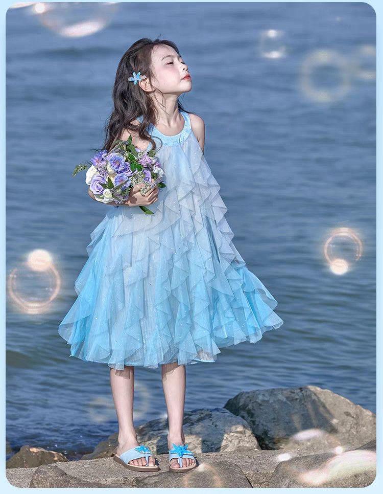 Princess dress, girls' summer dress, 2026 new children's vest dress, gauze dress, vacation dress, girls' camisole dress