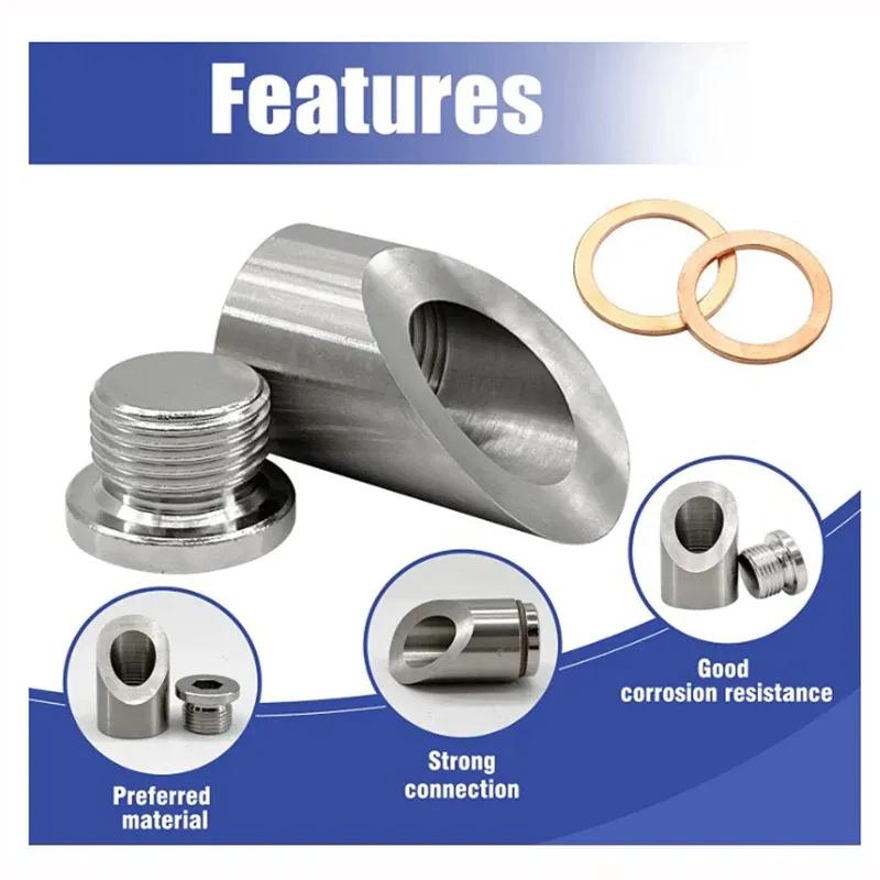 Oxygen Sensor Bungs Exhaust Weld in Bung M18 X 1 5 Thread with Washer Durable Car Accessory