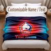 LOSC Lille FC Printed Flannel Blanket Custom Name Text Soft Warm Throw For Bedroom Holiday Gift