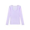 Taro Lavender Chic Top Women's Spring Design Sense Niche Loose Lazy Style Long-sleeved T-shirt U-neck Bottoming Shirt