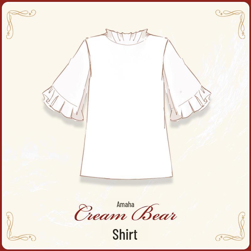 Elegant kremfarget bjørnedress i collegestil for jenter - Komplett sett