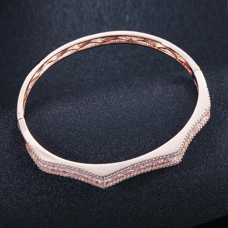 WWJ Top Quality Inlay Zirconia Open Cuff Bangle for Women