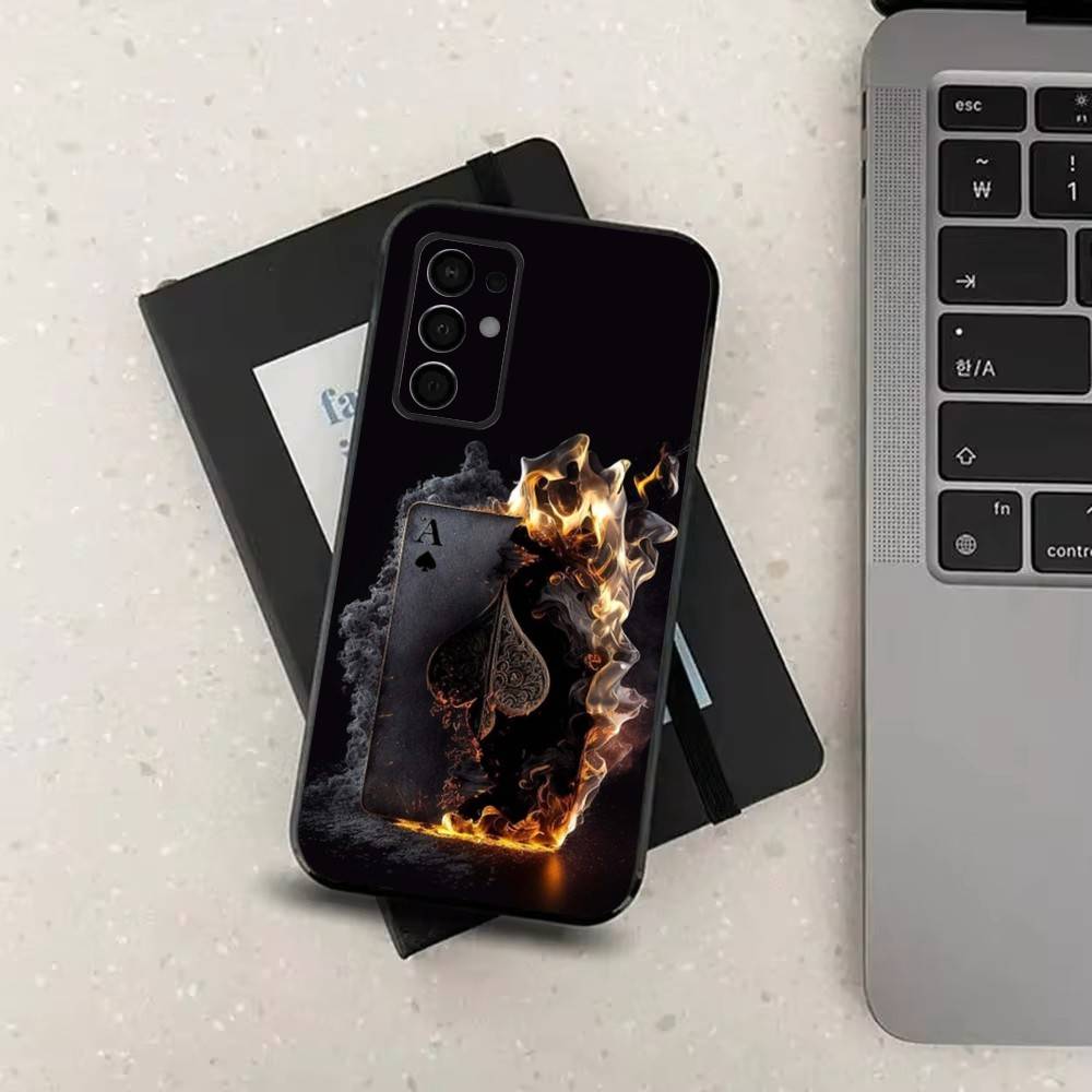 Poker Dream Ace For Samsung Galaxy A73,31,Note,22,71,53,32,72,41,8,9,52,J7,Soft Black Silicone Cover Case