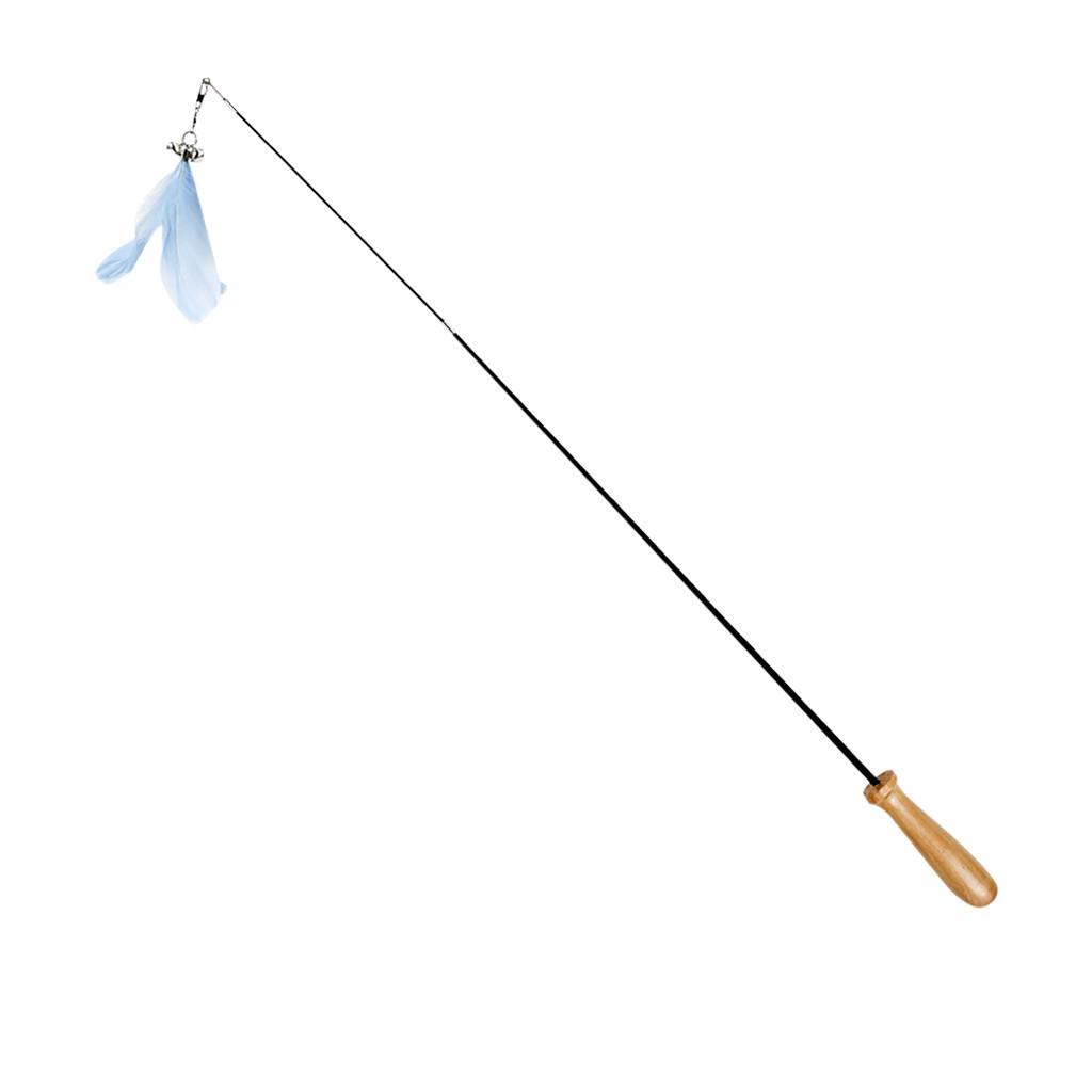 

Интерактивная игрушка для кошек, телескопическая удочка с перьями, палочка, игрушка для снятия стресса для кошек синий