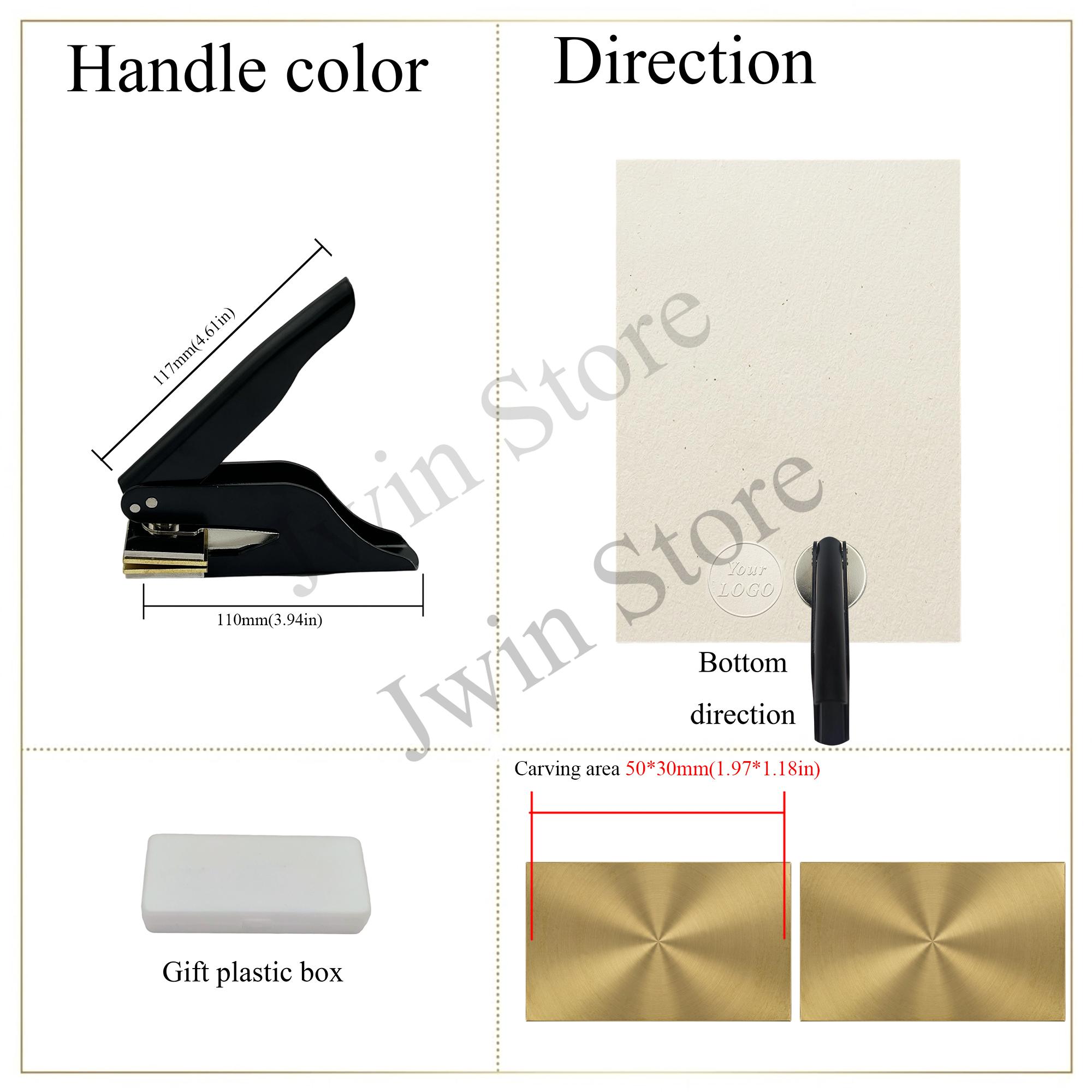 Customize Embossing Stamp with Your Logo Monogram Embosser Seal for Wedding Invitation DIY Craft 40mm Diameter Bottom direction чёрный