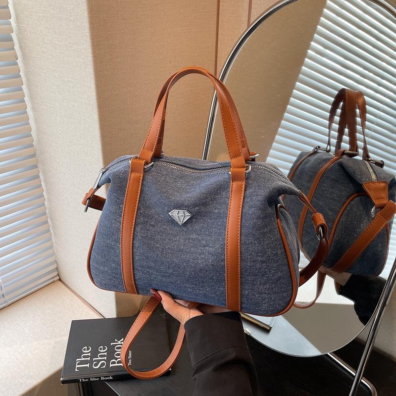 

Повседневная холщовая сумка ручной клади, сумка большой вместимости, женская новая джинсовая сумка-тоут, простая сумка-мессенджер темно-синий