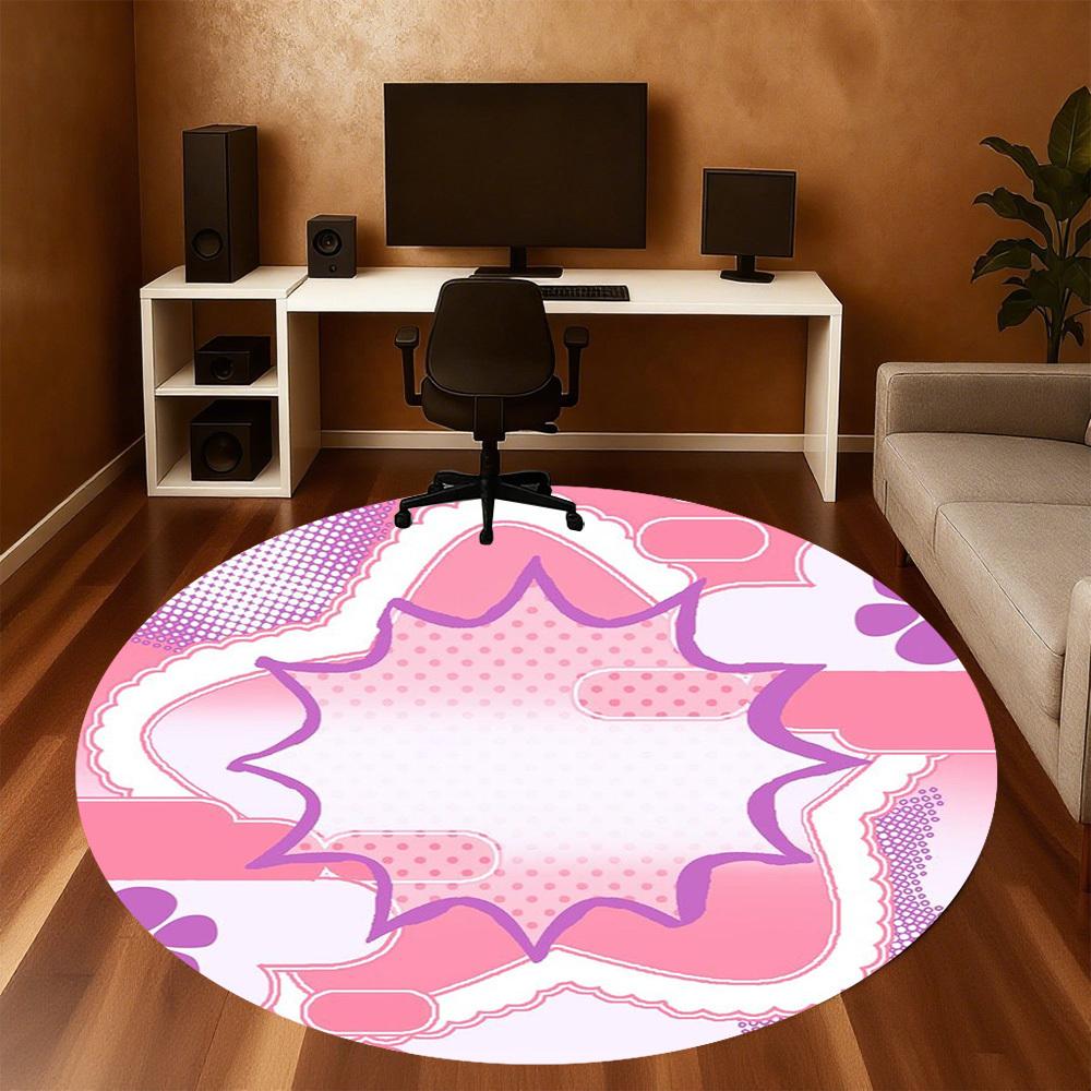 1PC Pink Pattern Office Round Area Rug, Under Office Chairs Bedroom Living Room Home Decor,Carpet for Office, -1110278