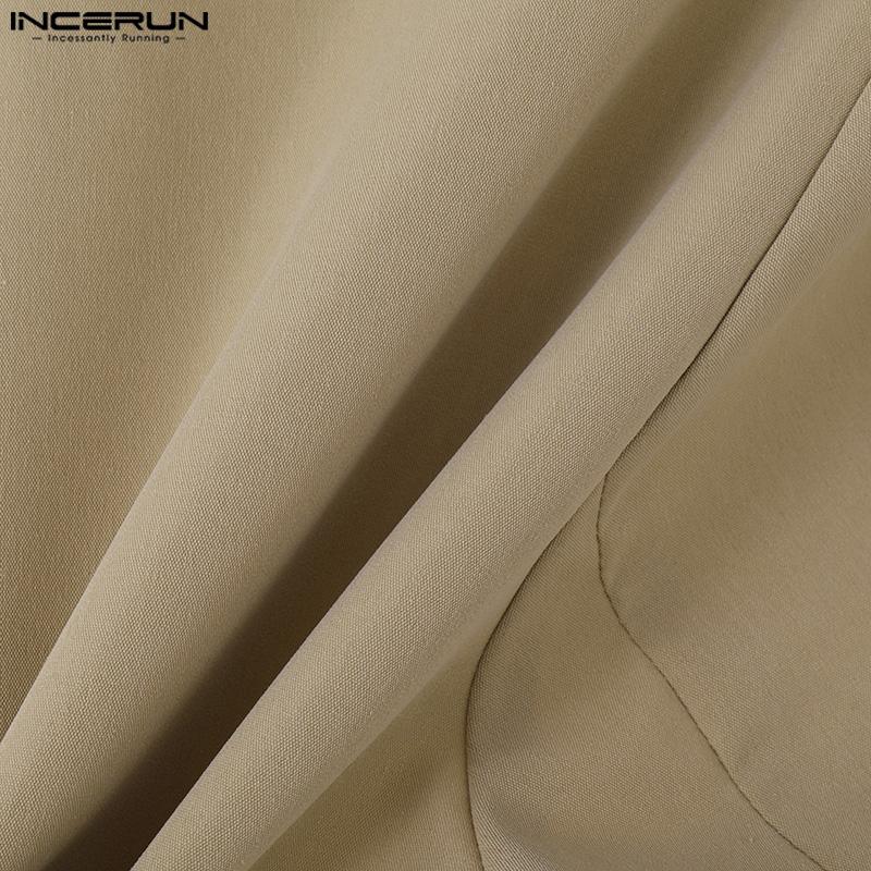 INCERUN Men Long Sleeve Solid Cut Short Tops Cropped Blazer Coats