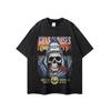 Oversized Vintage Rock Skull Print Cotton Tee Unisex Loose Fit Long Sleeve Streetwear