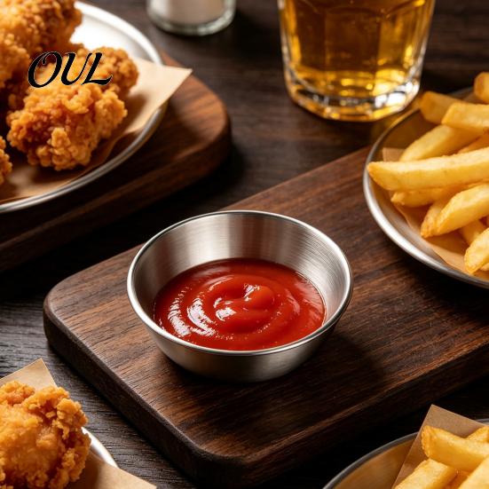 Mini nádobky na omáčku pro hot pot 6 ks Nerezové misky na koření, Misky na dipování, Stříbrné misky na koření Kuchyňské Stohovatelné Kulaté misky na dochucovadla Domácí