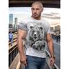 Summer Print 3D Loose Oversized Men's Bear Casual Trend Short Sleeved T-shirt Top