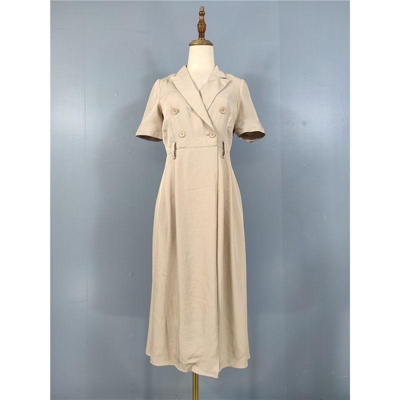 

Export Single H Home Commuter s All-Matching Suit Lapel Short Sleeve Fashion Summer New Arrival OL Work Slim Looking Special Dress Khaki S