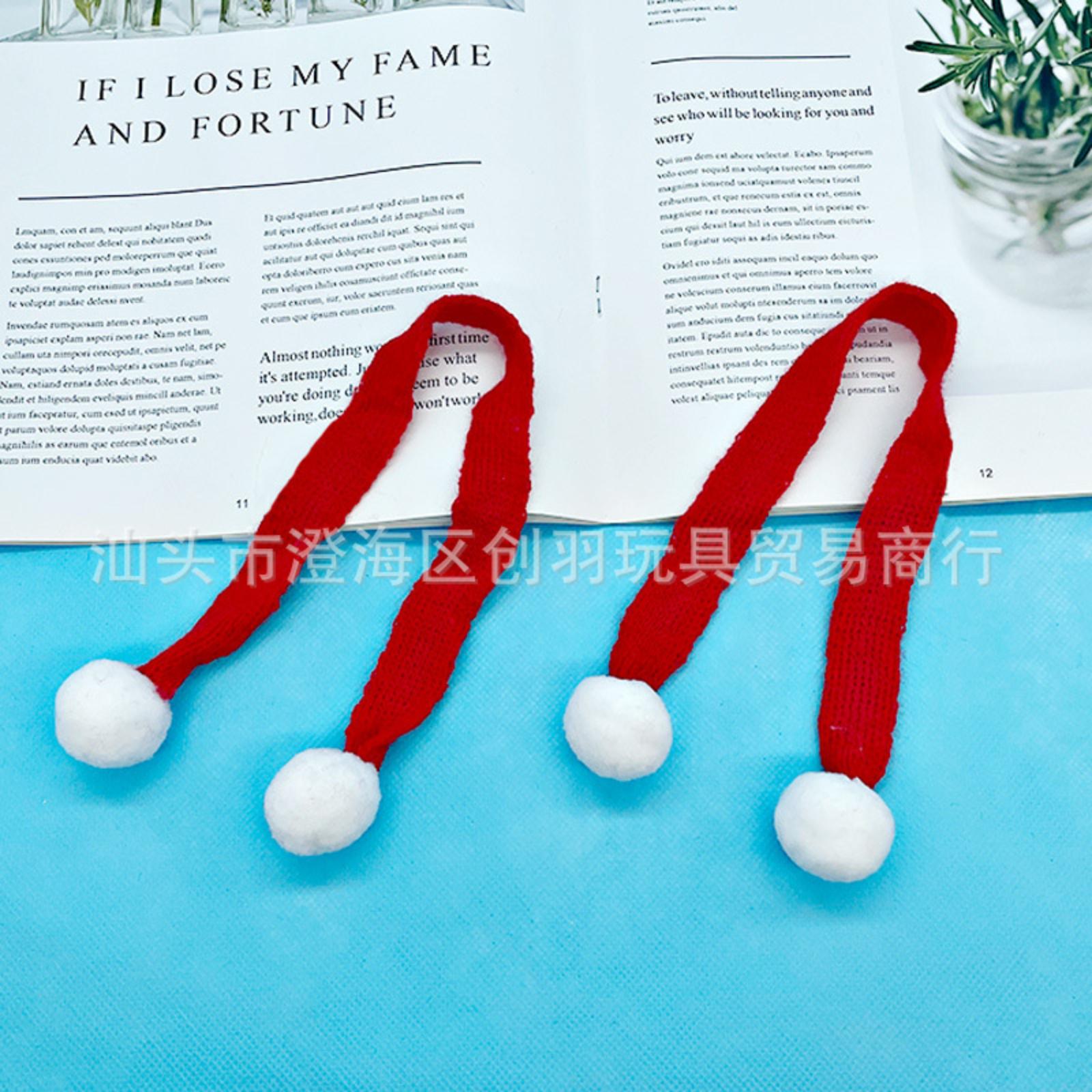 

Christmas Hat With Scarf In Red And Green Festive Colours Decorative Hanging Ornament With Finger-Loop Yarn Ball One Size