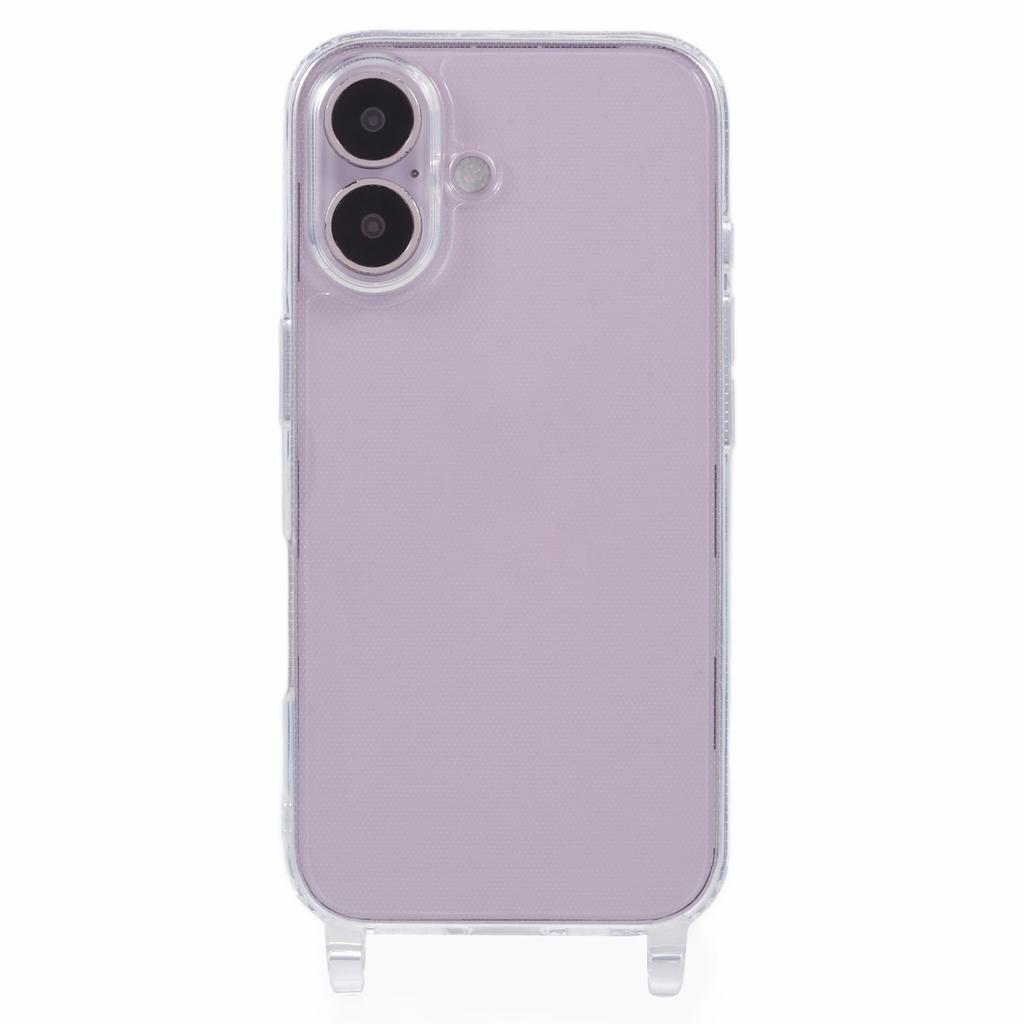For iPhone 16 Case TPU 1.8mm Clear Phone Cover with Lanyard Holes