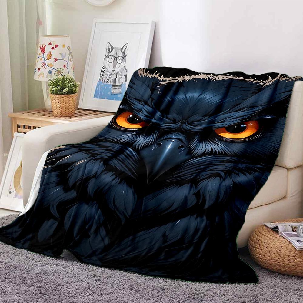 1pc Night Owl Blanket Lightweight Blanket Throw Blanket For Sofa, Bed, Travel, Camping, Livingroom, Office, Couch, Chair Yy251010007
