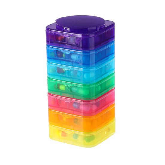 7PCS Pill Box Organizer Small Compact Modular Design Detachable High-visibility Color Container for Medication And Supplements