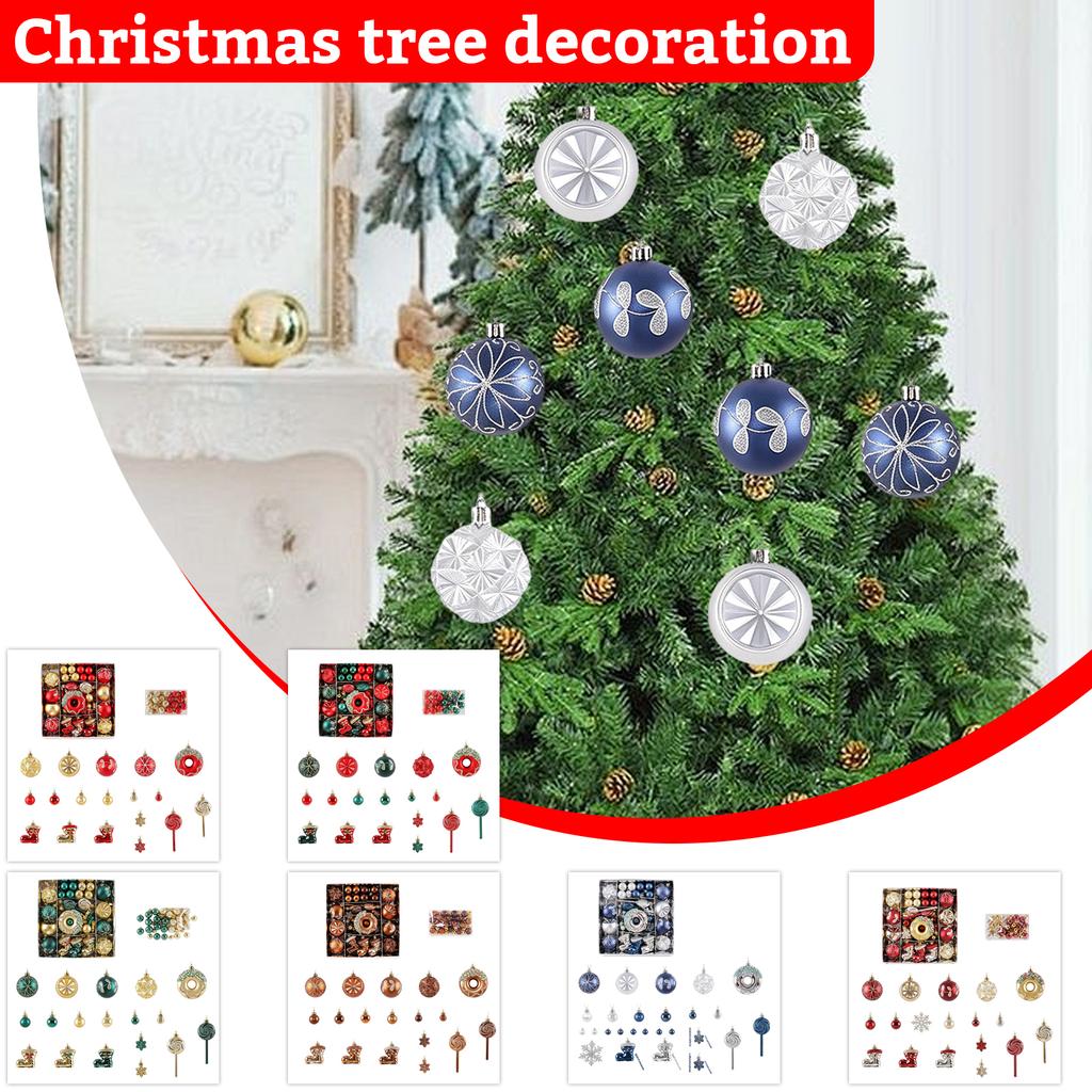Shaped Christmas Ornaments Set of 80 - Painted Hanging Ball Decorations for Holiday Tree