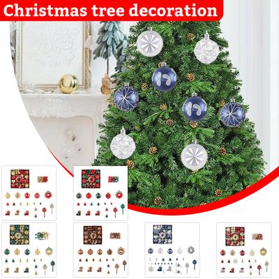 Shaped Christmas Ornaments Set of 80 - Painted Hanging Ball Decorations for Holiday Tree
