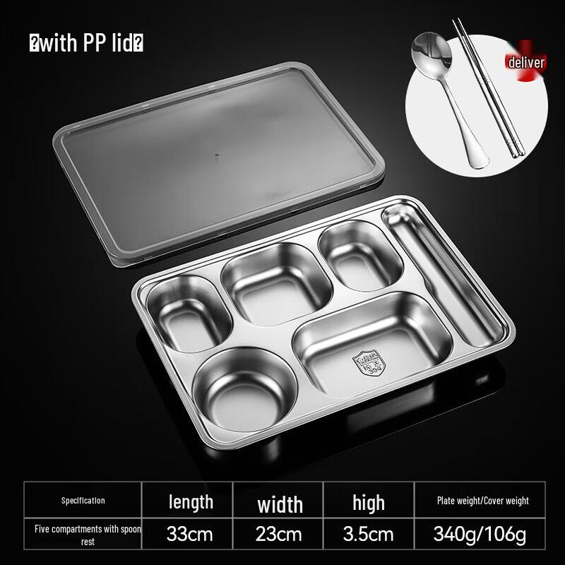 304 Stainless Steel Divided Meal Tray