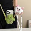 Cartoon Cute Devil Snow Monster Plush Mobile Phone Back Clip Retractable Disassembly Crossbody Rope Woven Strap Anti-Drop Stable