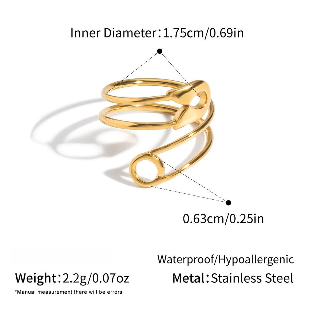 Yori Trendy Fashionable Paperclip Gold Silver Two Tone Open Ring Stainless Steel Charm Finger Jewelry Accessories Gift