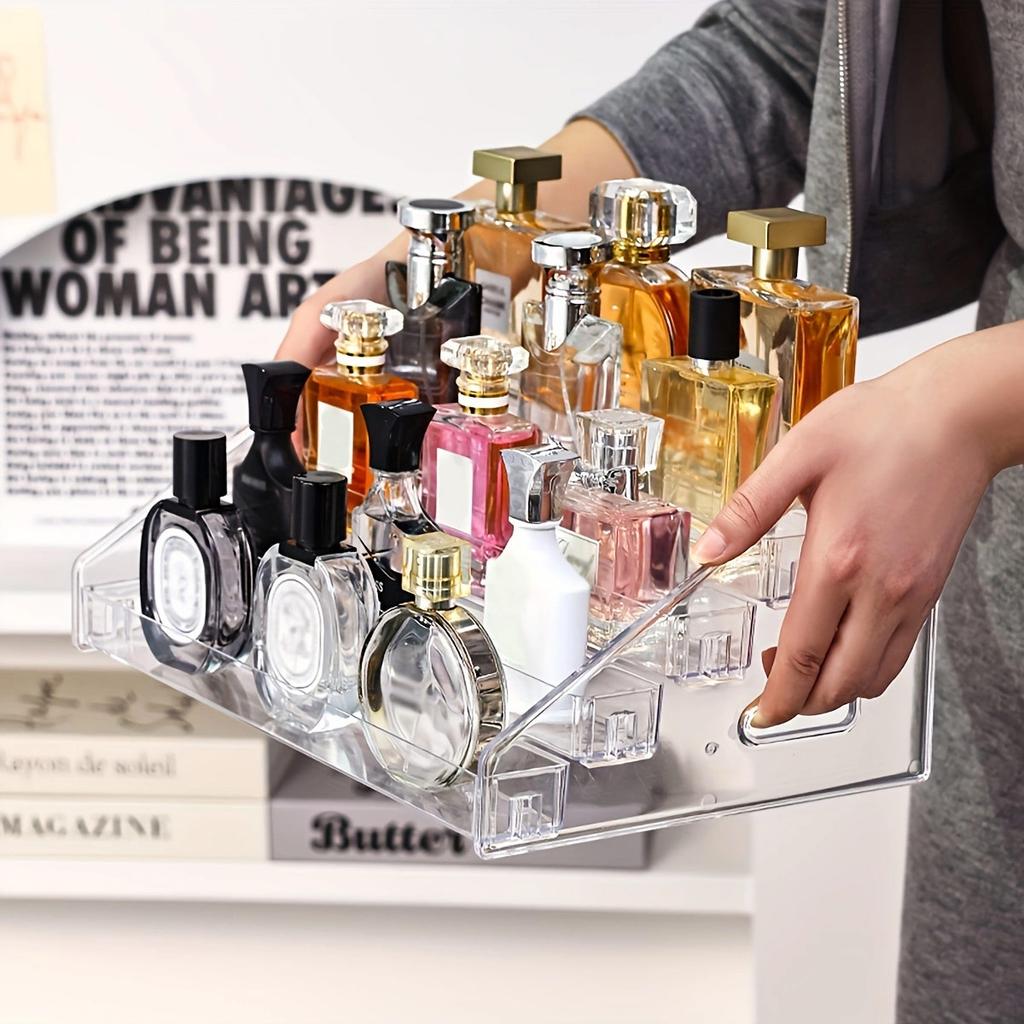 1 unidad, Estante de almacenamiento de perfume transparente de múltiples capas, Estante de exhibición de cosméticos, Estante organizador de tocador, Estante para esmalte de uñas