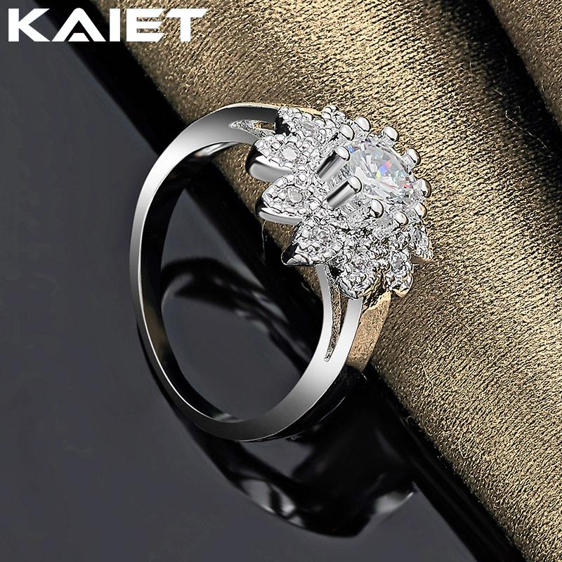 925 Silber Große Blume Kristall 7-10 Ring Charm Zubehör Für Frauen Schmuck