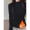 White Women's Long Sleeve Slimming Base Layer Top with Stand-up Collar for Autumn/Winter