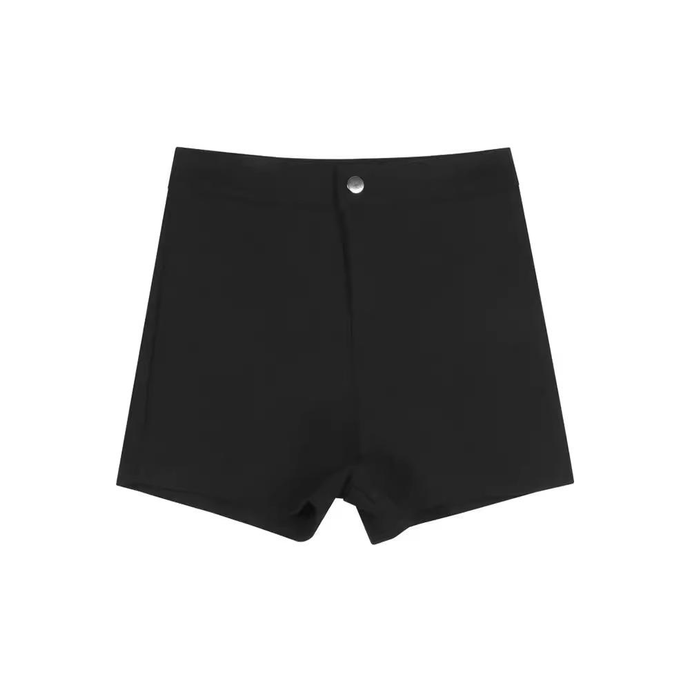 2024 Summer High-Waist Spicy Girl A-line Black Slimming Shorts
