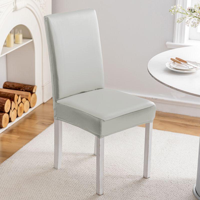 Waterproof PU Leather Dining Chair Covers Stretchable Oil Resistant Slipcover for Kitchen Chairs Durable Easy Clean Protector
