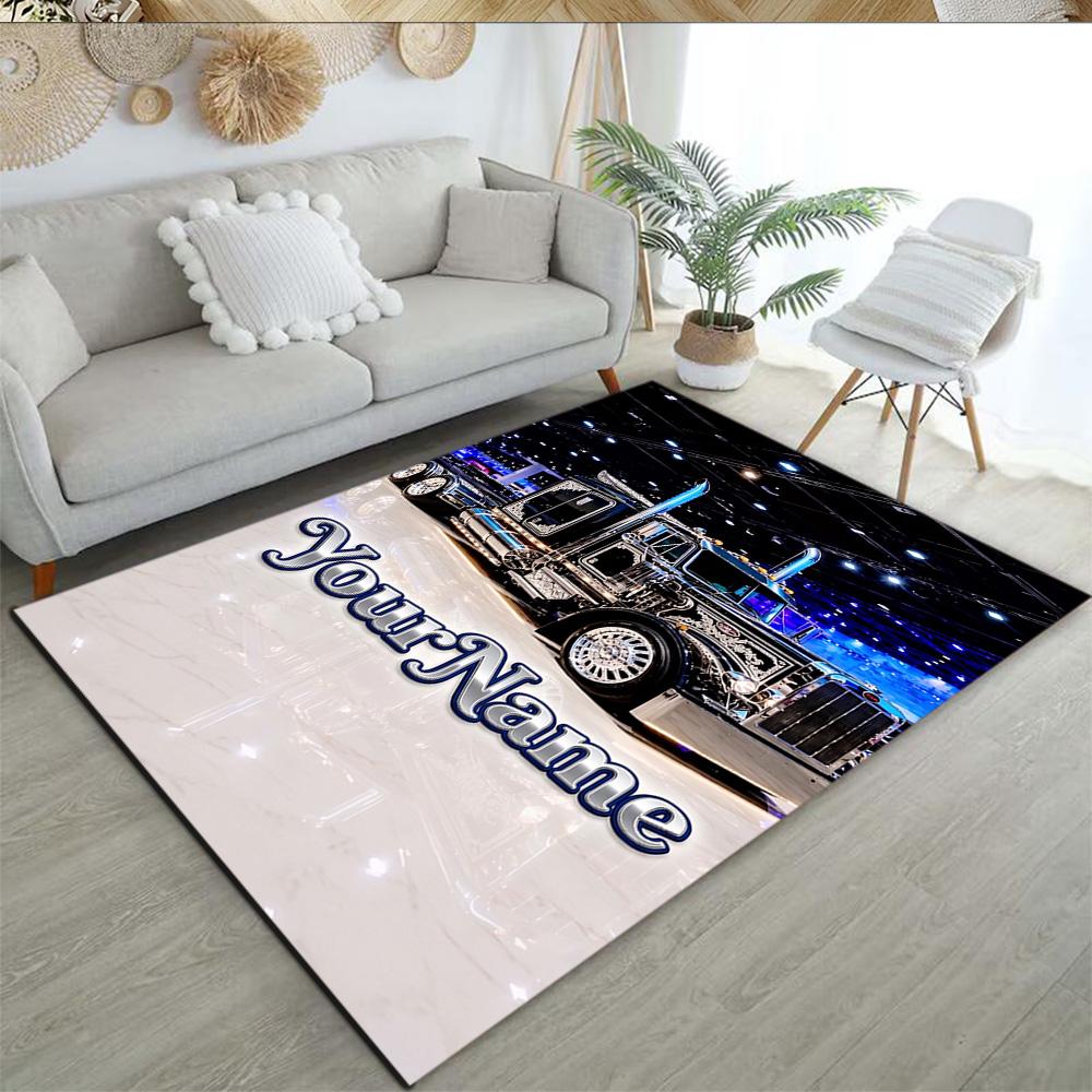 Peterbilt Heavy Trucks Customize Your Name Carpet Perfect for Game Room Decorate Room Bedrooms Playrooms Anti-slip Rug Office Home Decor