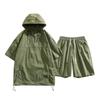 Men's Beige Half Sleeve Hoodie Shorts 2-Piece Set Loose Fit Casual Sportswear