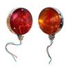 2Pcs 12V 4" Round Chrome Red/Amber Double Face Turn Signal Lights (LH + RH)