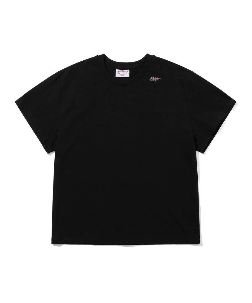 Bieseulaebis Back Rabbit Hole Laytant Heat Graphic Short Sleeve T-Shirt Black