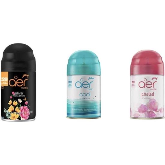 

Godrej Aer Matic Refill Petal Crush Pink, Alive, Cool Surf Blue 225 мл