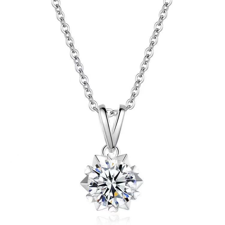 S925 Sterling Silver Moissanite Snowflake Necklace, Women’s One Carat Clavicle Chain, High-End Luxury Pendant