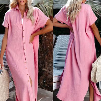 2 Pcs/Set Swimsuit Cover Up Solid Color Loose Beachwear Sunscreen Bikini Cover Up for Vacation
