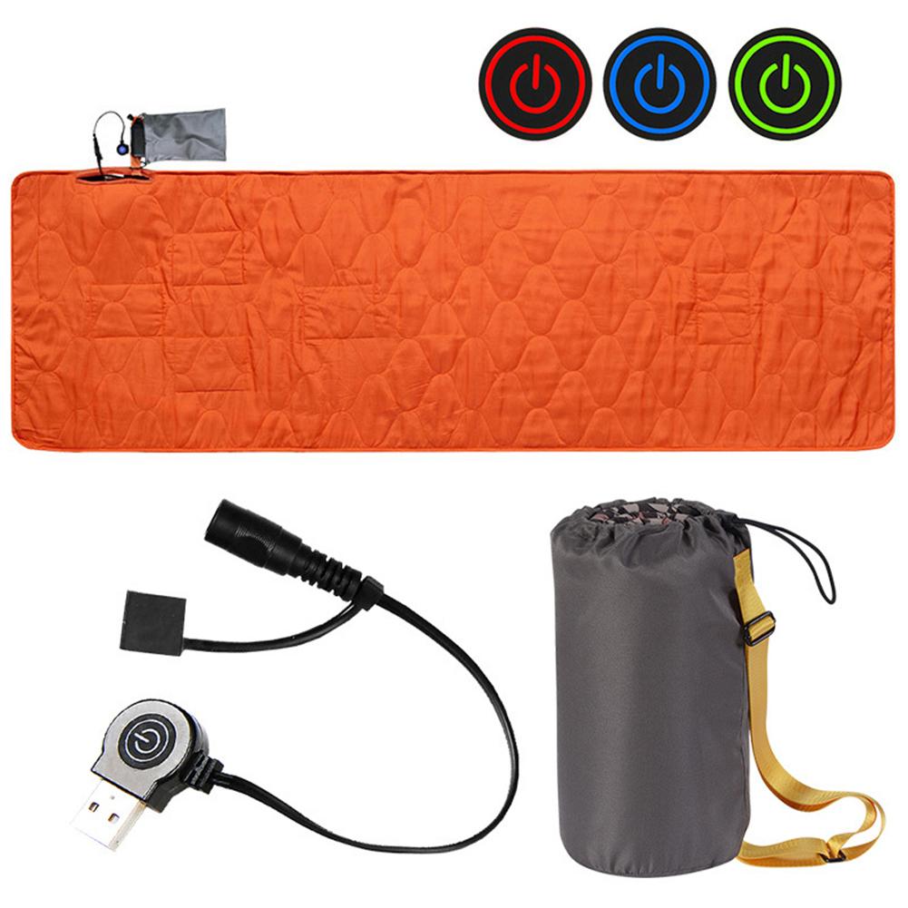 

USB-нагревательный спальный коврик с регулируемой температурой, электрический уличный нагревательный коврик, спальный мешок с подогревом, походный согревающий матрас оранжевый