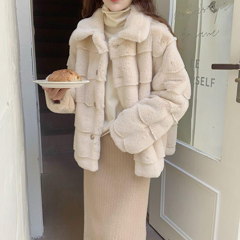 Rich family daughter wind fur fur coat new autumn and winter women's Danish mink light thickened top