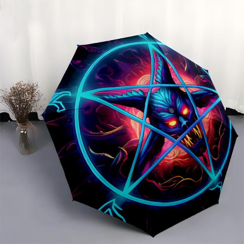 1pc Devilish Pentagram Symbol Umbrella with Plastic Handle,Suitable for All Seasons Home Travel Outdoor UmbrellaDD1291