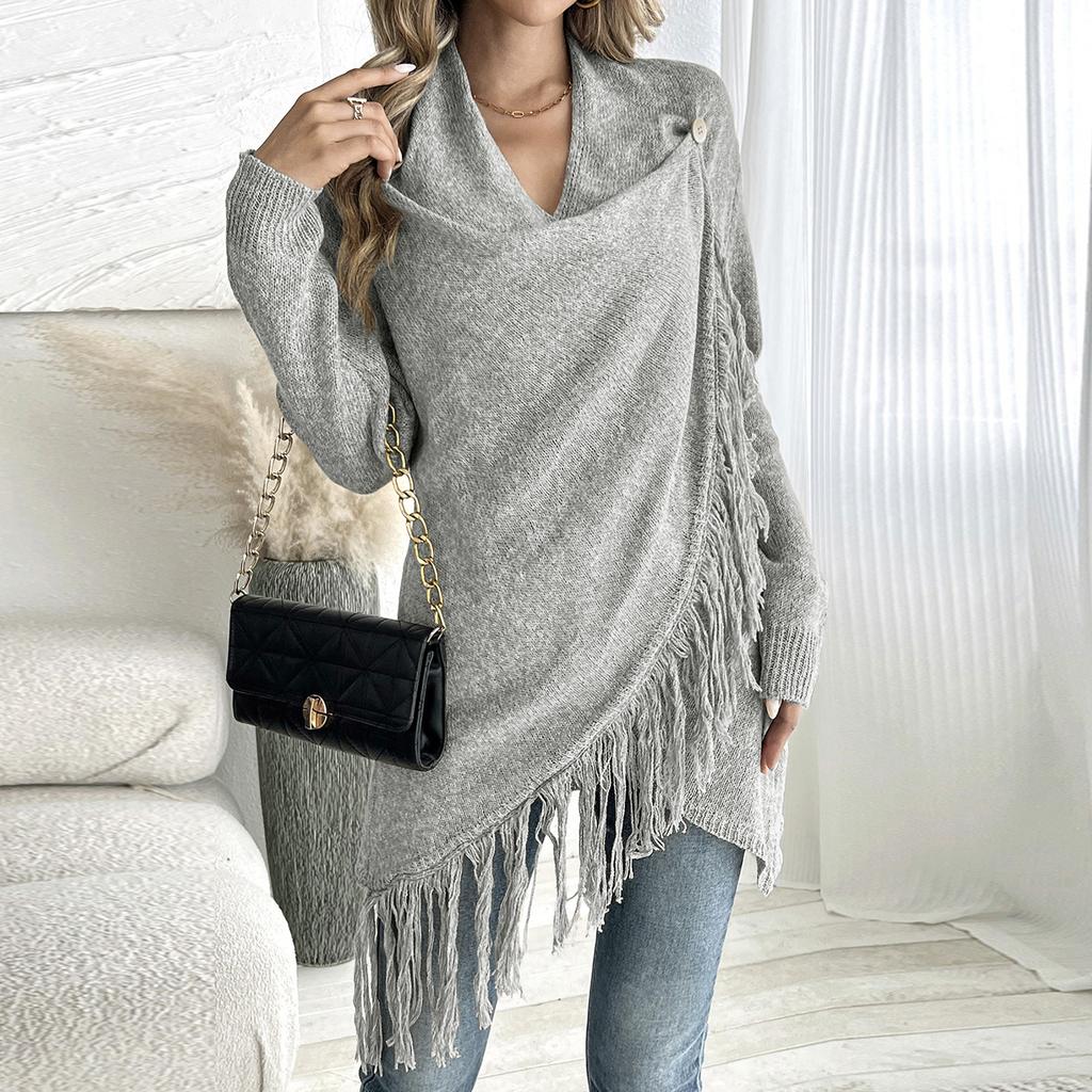 Women's Asymmetric Cardigan Sweater with Buttons and for Casual Outwear