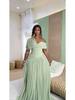 2026 Elegant One-Shoulder Pleated Waist-Cinched Lace-Up Long Sleeve Dress for Women