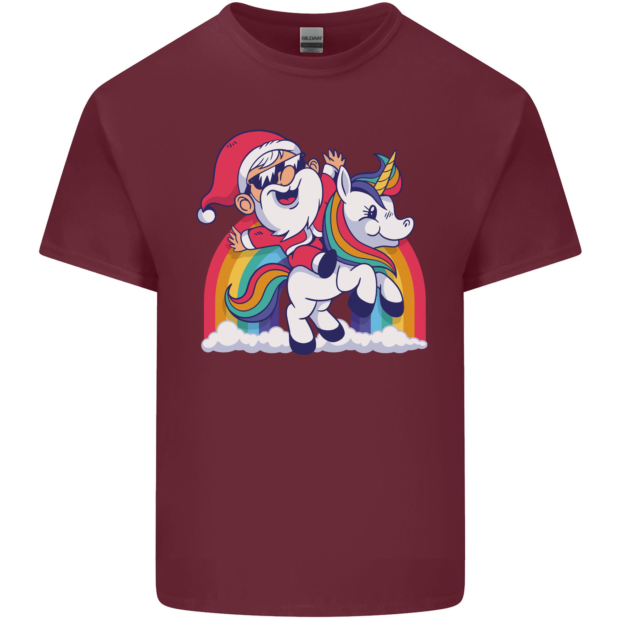 Christmas Santa Claus On a Unicorn Xmas Unisexs Light Cotton TShirt S