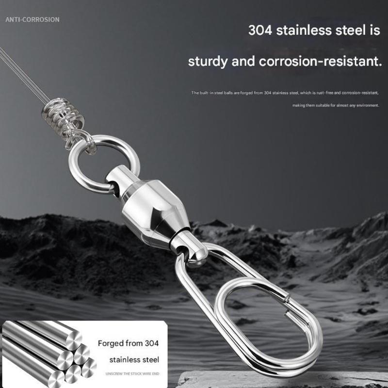 10Pcs Fast Speed Bearing Fishing Swivels Snap Connectors Stainless Steel Link Rings For Lure Tackle And Baiting