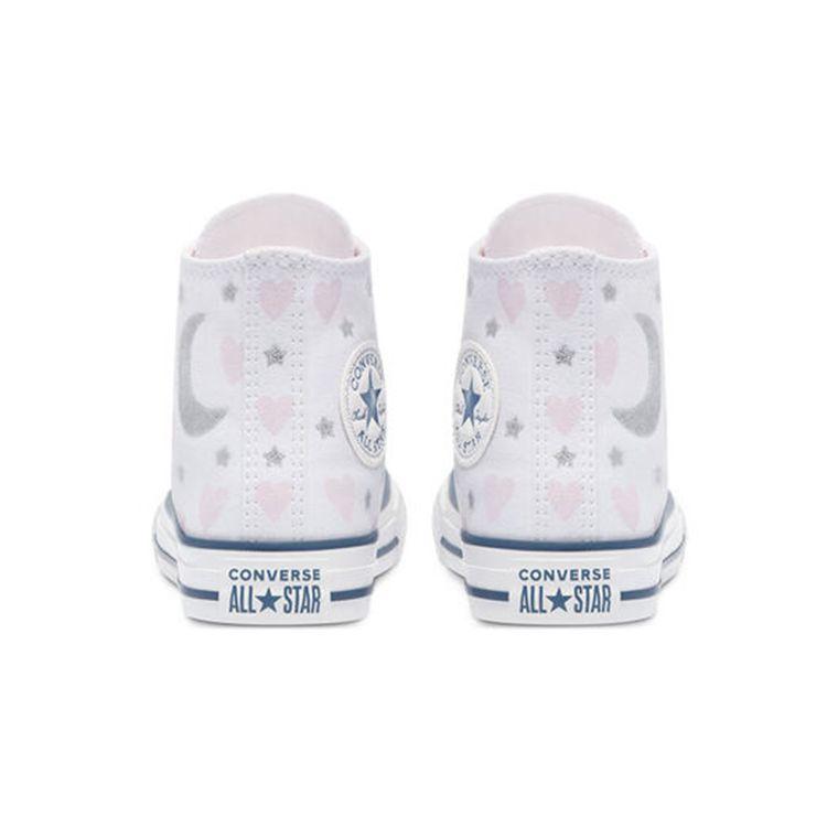 Converse Chuck Taylor All Star High GS My Wish Kids Sneakers White Pink Silver 671094C