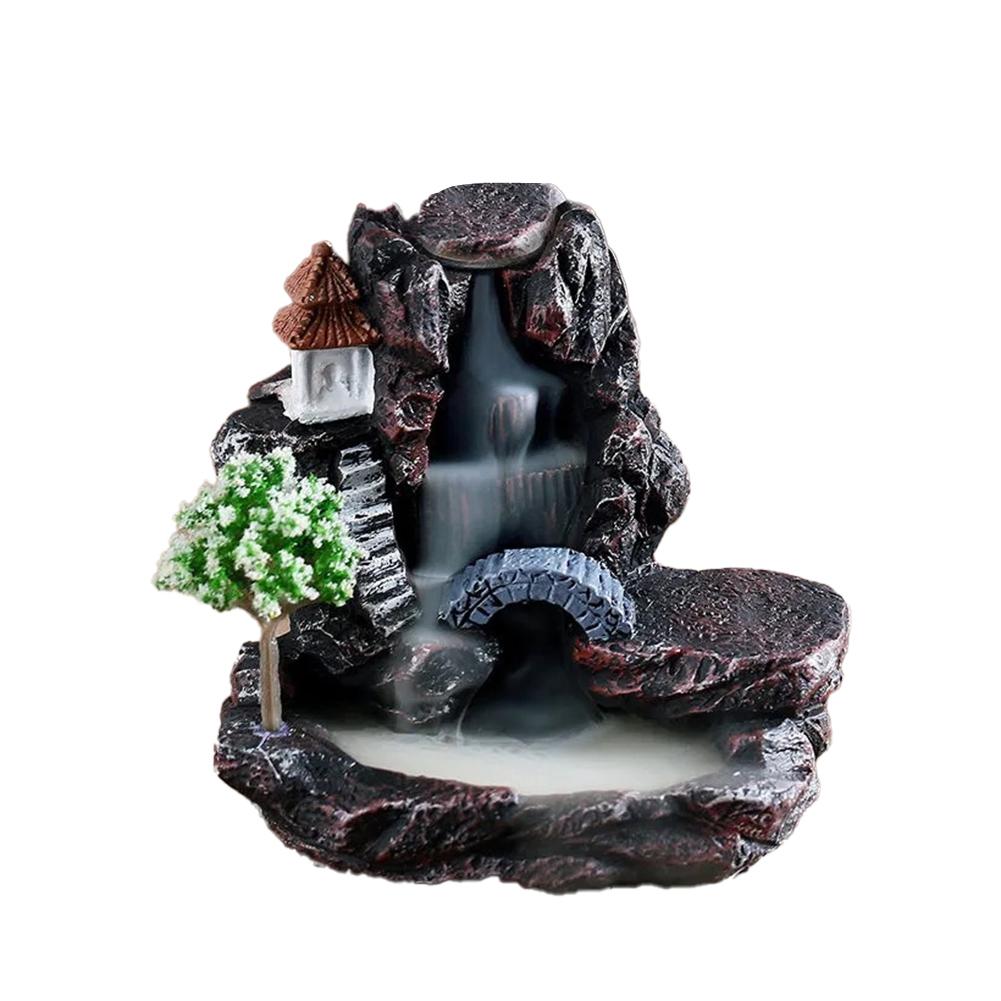 Creative Home Decorations Windproof Backflow Incense Fountain&Candlestick Ornaments Desktop Ind G6D8