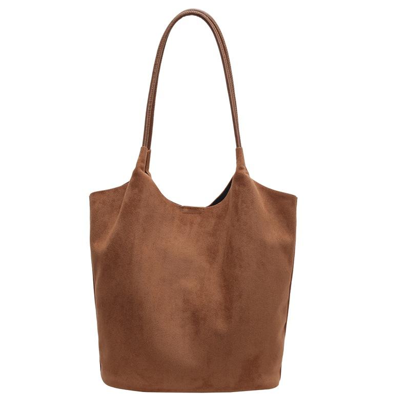 Осенне-зимняя винтажная женская сумка большой емкости из замши — фото 16